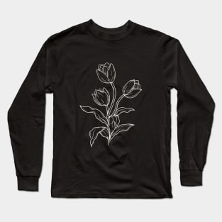 outline bunga tulip illustration Long Sleeve T-Shirt